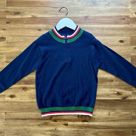 Florence Eiseman Navy Green Red Half Zip Sweater & Tartan Plaid Pants Set Boys 5 - Picture 2 of 12